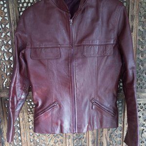 Hand made leather jacket small Burgundy  color
